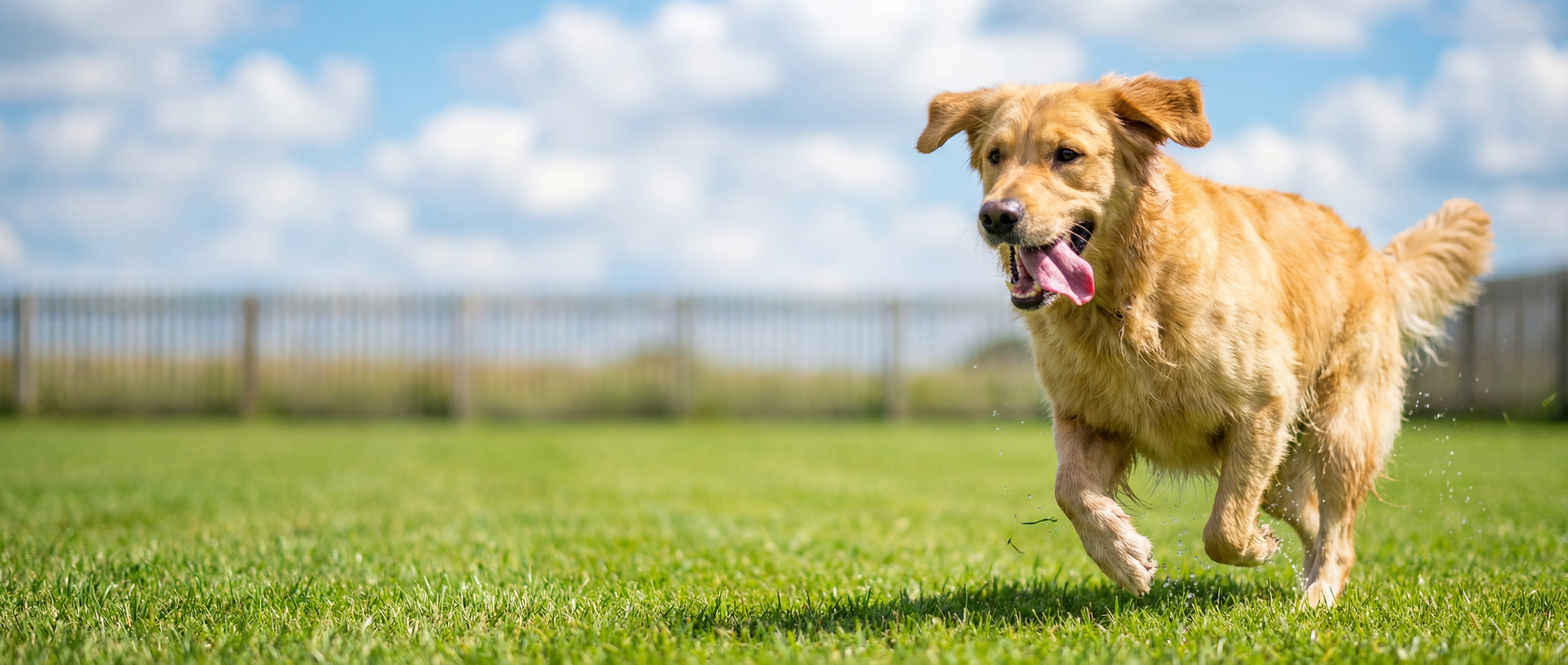Dogs playing in a sunny fenced dog park in Australia